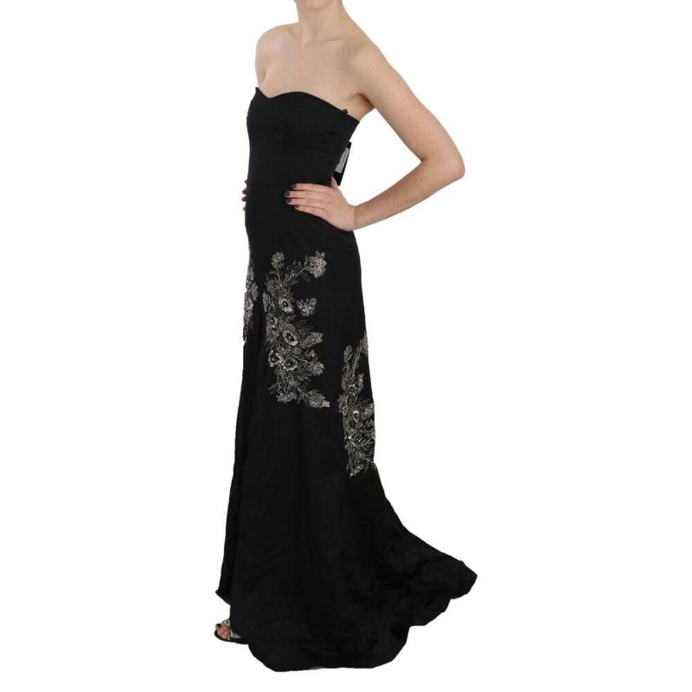John Richmond Black Sequined Flare Ball Gown Women's Dress